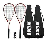 2 x Prince Power Ti Squash Rackets + Covers + 3 Squash Balls (Various Options) (Warrior)