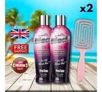2 x Pro Tan Incredibly Black 250ml with Hair Brush - Sunbed Tanning Bundle