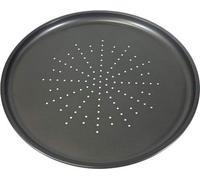 2 X Prochef Non-Stick Large 32.5cm/12.5inch Carbon Steel Pizza Tray - Fridge, Freezer & Dishwasher Safe with 5 Year Guarantee - Black