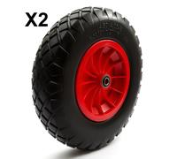 Pack Of 2 PU 16'' 4.80-8 4.00-8 Tyres 8'' Wheel Puncture Proof & Solid Wheelbarrow Cart Fits 16mm Axle Bearing Code 6202-2RS