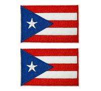 2 X Puerto Rico Flag Patch Rectangle - Iron-On Embroidered Badge (8 x 5cm) - Cultural Symbol for Travel, Jackets, Hats, and Patriotic Craft Projects