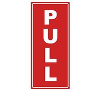 2 x PULL - Door Vertical Red Info Sign Removable Self Adhesive Waterproof Durable Vinyl Label Sticker 225mm x 106mm