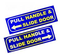 2 x Pull Handle and Slide Door to Open Stickers WINDOW Mini Cab Taxi Car Signs 300MM X 100MM