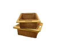 Monster Shop 2 X Pull Out Wicker Kitchen Baskets 500Mm, Brown