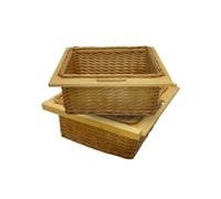 Monster Shop 2 X Pull Out Wicker Kitchen Baskets 600Mm, Brown