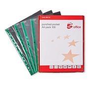2 x Punched Pocket Polypropylene Top-Opening 50 Micron A4 Glass Clear [Pack of 100]