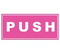 2 x PUSH - Door Horizontal pink Info Sign Removable Self Adhesive Waterproof Durable Vinyl Label Sticker 225mm x 106mm