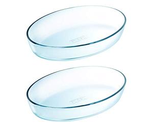 2 x Pyrex Essentials Large 4L 4 Litre Oval Roaster 39 x 27cm - Freezer, Oven, Microwave & Dishwasher Safe