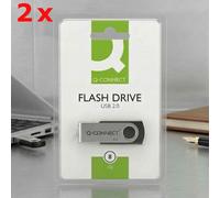 2 x Q-Connect USB 2.0 Swivel 8GB Media Storage Flash Drive Silver+Black KF41512