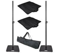 2 x QTX Speaker Stand Black with Square Base with Carry Bags DJ Disco Stage