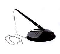 2 x Quality Black, Reception Pen On Chain with Stand - Ideal for Home,School,Bank