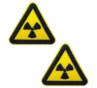 2 X Radiation Hazard Patch - Iron-On Embroidered Radioactive Triangle Symbol for Jackets, Bags, Uniforms & Costumes (5cm)