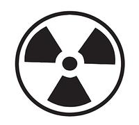 2 x Radioactive - white - Pictogram - Info Sign Removable Self Adhesive Waterproof Durable Vinyl Label Sticker 150mm x 150mm