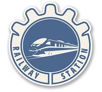 2 x Railway Station Vinyl Decal Sticker Laptop Train Rail Sign Symbol #5521 (10cm x 10cm)