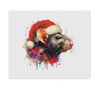 2 x 'Rat Wearing A Santa Hat' Microfibre Lens/Glasses Cleaning Cloths (LC00030712)