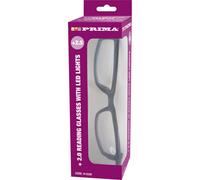 2 X Reading Glasses +2.50 Strong With Led Lights Black Unisex Spectacles Reader
