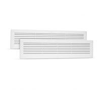 2 x Rectangular Ventilation Air Grille 460 x 110mm, White ABS Plastic with Insect Mesh, Flat Mount, 2 Pack
