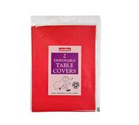 2 x Red 90 x 90cm Disposable Paper Table Cloth Cover for Square or Rectangular Dining Table Birthday Party, Catering, Baby Shower & Wedding Decorations By Zinnia