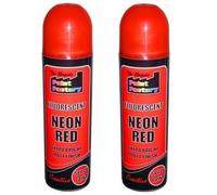 2 x RED Fluorescent Neon Spray Paint Matt DIY Interior Exterior Bright Colour Aerosol
