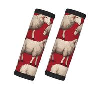 2 x Red Sheep Car Handle Grip Cover