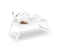 Relaxdays 2 x White Bamboo Bed Tray