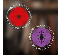 2 x Remembrance Window Sticker for Car Window - Purple Poppy Window Stickers for Animals of War - Purple Poppy War Animals - Lest we Forget Car Window Sticker