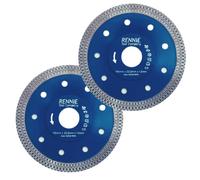 2 x Rennie Tools 115mm Diamond Cutting Discs for Angle Grinder For Porcelain, Tiles, Granite, Marble, Concrete, Stones, Bricks & Ceramics 4.5" Wheel Super Thin Fast Clean Cut. Super Thin 1.2mm