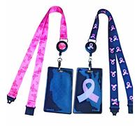 2 x Retractable Reel Breakaway Lanyards Neck Straps with Unique Waterproof Zip Lock Card Holders for Badge, Pass, ID Card B (Pink Ribbon + Butterflies)
