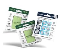 2 x retreev™ Smart Luggage Tags and 9 x Smart Stickers: Secure Retrieval, Identity Protection | Easy Setup | Supported by Airlines & Airports Worldwide - 2 x Tags and Stickers Combo Pack - Green