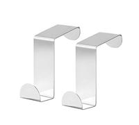 2 x Reversible Heavy Duty Over the Door Wardrobe Door Hooks 55 mm x 26 mm Silver