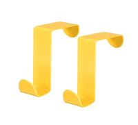 2 x Reversible Heavy Duty Over the Door Wardrobe Door Hooks 65 mm x 26 mm Yellow