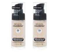 2 x Revlon Colorstay Pump 24HR Make Up SPF15 Comb/Oily Skin 30ml Natural Beige