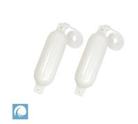 2 X Ribbed Boat Fender Poly Size G3, 23" / 60cm, White + Free Rope + INFLATED