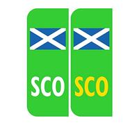2 x Road Legal UK Car Number plate Stickers - UK Green Electric/EV/Hybrid Scotland Scottish Flag Registration Car Number Plate Self-Adhesive Vinyl for Road Vehicle Car, Van, Lorry, Motorbike