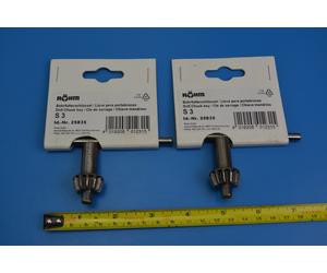 2 x ROHM S3 Drill Chuck Key. 25835. 12 teeth. 8mm Pin diameter. Made in Germany