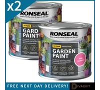 2 x RONSEAL PINK JASMINE GARDEN PAINT 250ML FOR EXTERIOR WOOD METAL STONE BRICK