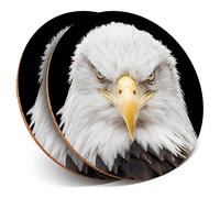2 x Round Coasters - American Bald Eagle Bird of Prey - Cork Backed Home Kitchen Accessory Tea Coffee Mug Mat #44081