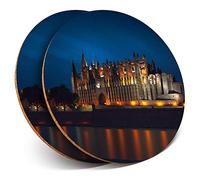 2 x Round Coasters - Cathedral Palma de Mallorca - Cork Backed Home Kitchen Accessory Tea Coffee Mug Mat #3176