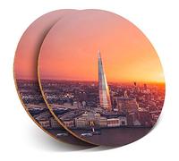 2 x Round Coasters - City Of London Skyline The Shard - Cork Backed Home Kitchen Accessory Tea Coffee Mug Mat #16857
