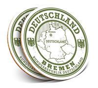 2 x Round Coasters - Deutschland Bremen Germany German - Cork Backed Home Kitchen Accessory Tea Coffee Mug Mat #7879