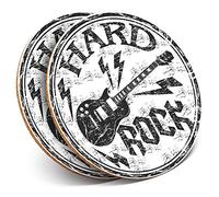 2 x Round Coasters - Hard Rock Electric Guitar Music - Cork Backed Home Kitchen Accessory Tea Coffee Mug Mat #40199