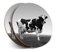 2 x Round Coasters - Holstein Friesian Cow Farm Farmer - Cork Backed Home Kitchen Accessory Tea Coffee Mug Mat #35686
