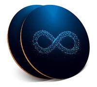 2 x Round Coasters - Infinity Sign Technology Innovation - Cork Backed Home Kitchen Accessory Tea Coffee Mug Mat #3971