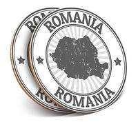 2 x Round Coasters - Romania Map Flag Romanian Tourism - Cork Backed Home Kitchen Accessory Tea Coffee Mug Mat #40008