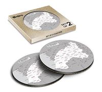 2 x Round Coasters - Shrewsbury District Cork Backed MDF Glossy Tea Coffee Accessory #55594