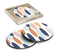 2 x Round Coasters - Surfboard Surf Sea Waves Beach Surfer Cork Backed MDF Glossy Tea Coffee Accessory #170887