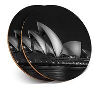 2 x Round Coasters - Sydney Opera House Australia Night - Cork Backed Home Kitchen Accessory Tea Coffee Mug Mat #41263