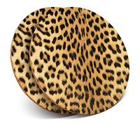 2 x Round Coasters - Wild Animal Leopard Cat Fur Print - Cork Backed Home Kitchen Accessory Tea Coffee Mug Mat #46429