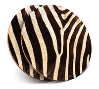 2 x Round Coasters - Wild Animal Zebra Print Fur Africa - Cork Backed Home Kitchen Accessory Tea Coffee Mug Mat #46432