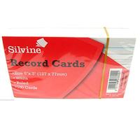 2 X Ruled Record Cards White 5" x 3" Ruled Flash Cards Revision Flash Cards